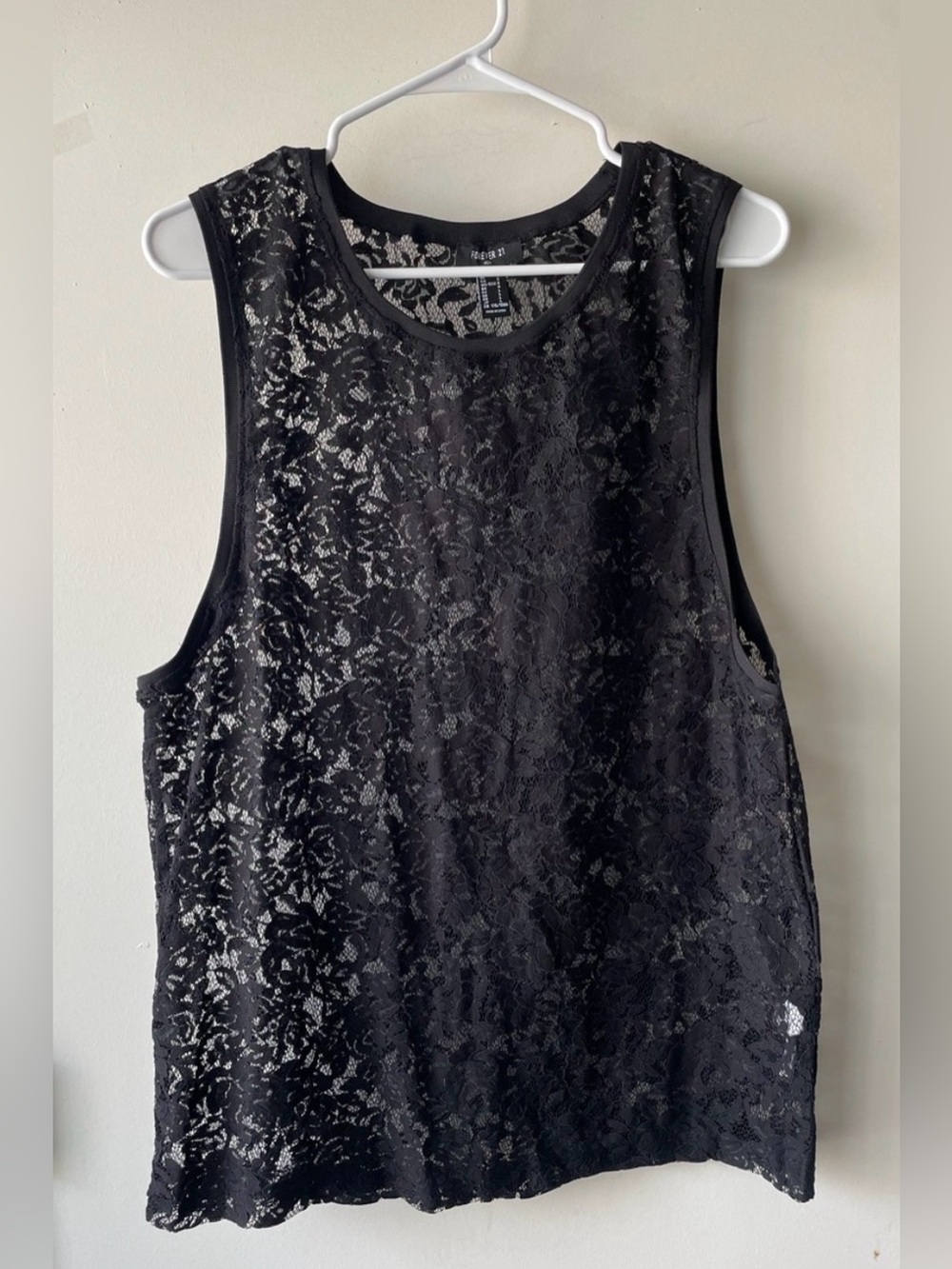 Forever 21 Black Lace Tank Top - Women's